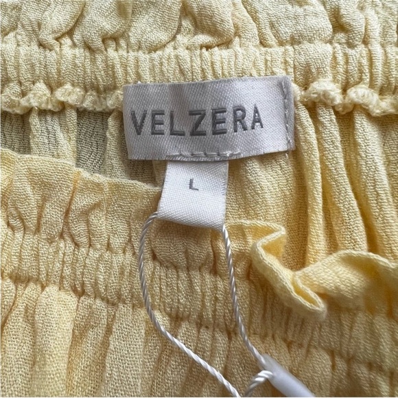 Velzera NWT Off The Shoulder Embroidered Yellow Tassel Summer Dress Tunic Size L - Picture 5 of 12